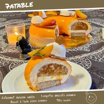 Entremet abricots/ pêche romarin